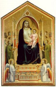 Giotto, Maestà di Ognissanti, tempera e oro su tavola, 1310, Firenze, Galleria degli Uffizi