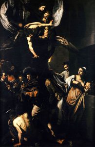 Michelangelo Merisi da Caravaggio, Le sette opere di misericordia, olio su tela, 1607, Napoli, chiesa del Pio Monte della Misericordia