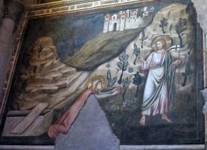 Pietro Cavallini, Noli me tangere, particolare del ciclo affrescato della Cappella Brancaccio, 1308 circa, Napoli, Chiesa di San Domenico Maggiore