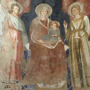Scuola del Cavallini, Madonna con Bambino tra i Santi Arcangeli Michele e Gabriele e San Giovanni Evangelista, part. (foto di Alessandra Ciaramaglia)