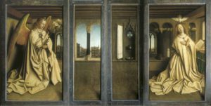 Jan Van Eyck, Polittico dell’Agnello Mistico (sportelli chiusi), part.