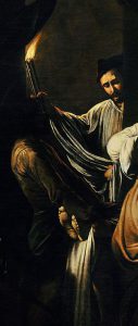 Michelangelo Merisi da Caravaggio, Le Sette opere di Misericordia, Part. Seppellire i morti