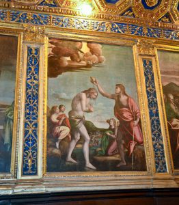 Giovan Filippo Criscuolo, Il battesimo di Cristo, olio su tavola, 1531, Gaeta, Santuario della Santissima Annunziata, Cappella d’oro