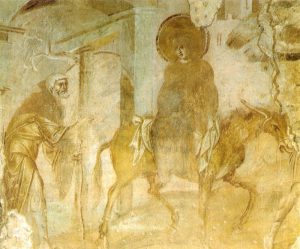 Maestro di Castelseprio, Viaggio a Betlemme, affresco, VII/X sec. d.c., Castelseprio, chiesa di Santa Maria Foris Portas