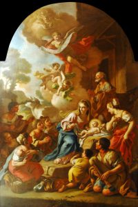 Francesco De Mura, Adorazione dei pastori, olio su tela, XVIII sec., Napoli, chiesa di San Nicola alla Carità