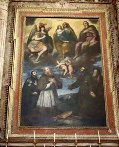 Francesco Gaetano, Sant'Anna con la Vergine bambina in gloria tra San Gioacchino e San Michele Arcangelo e i quattro S. Francesco Saverio, di Sales, d'Assisi e di Paola, 1666, Lagonegro (Potenza), chiesa di Sant'Anna