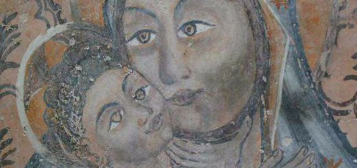 Madonna Eleousa, particolare degli affreschi della chiesa della candelora in Lagonegro (Potenza). XV/XVI sec. (Foto: Maddalena Falabella)
