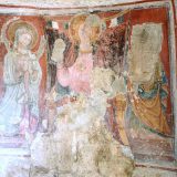 Maestro di Miglionico Deesis (cristo in trono tra la vergine e San Giovanni Battista) II meta del XV sec matera chiesa rupestre della madonna delle tre porte